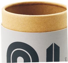 Close-up detail of custom paper tube box construction and print quality