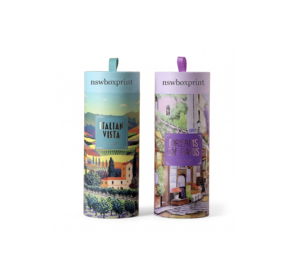 Luxury premium paper tube gift box with gold foil stamping