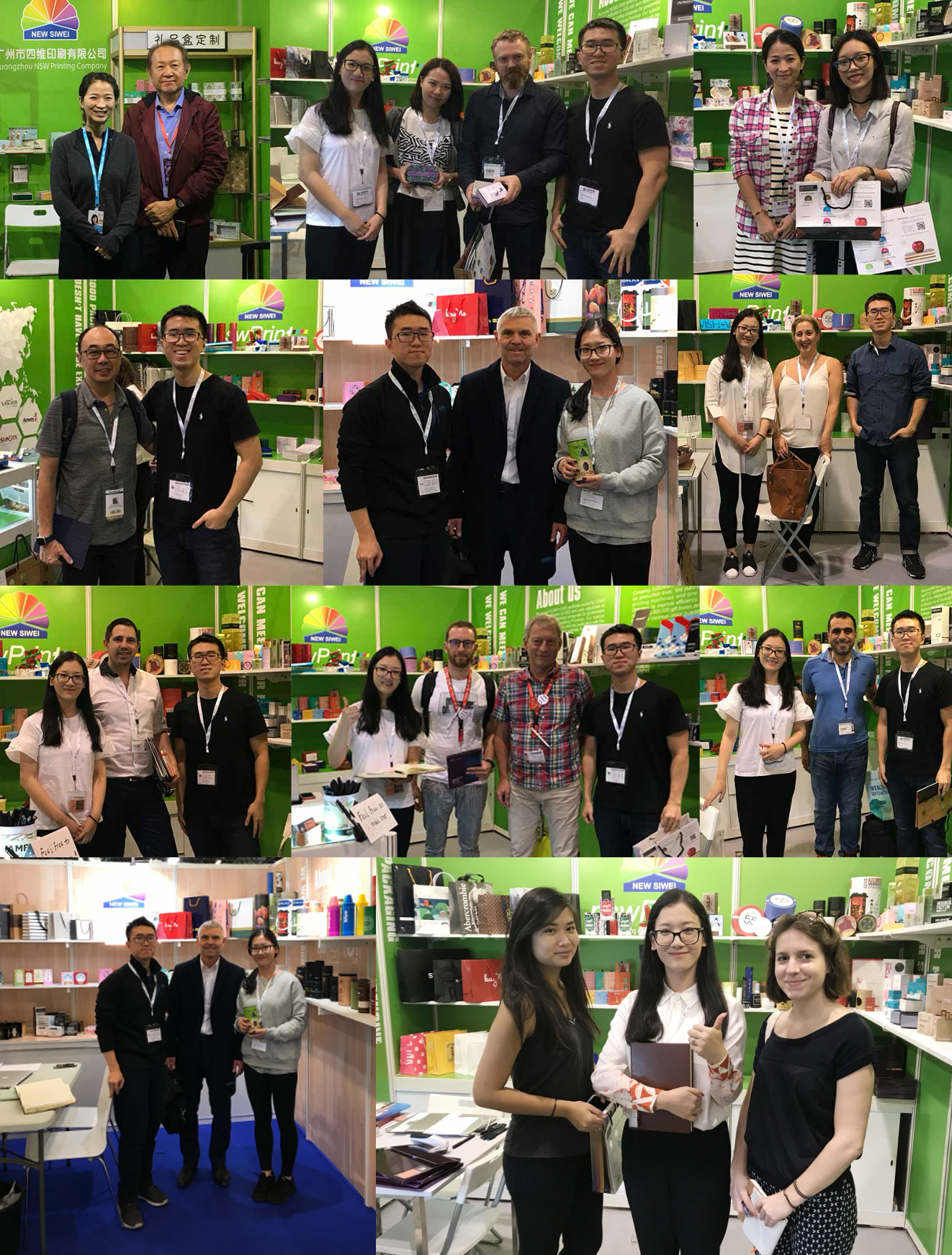 Our paper packaging booth at an international packaging exhibition showing custom paper boxes, gift boxes, and paper bags