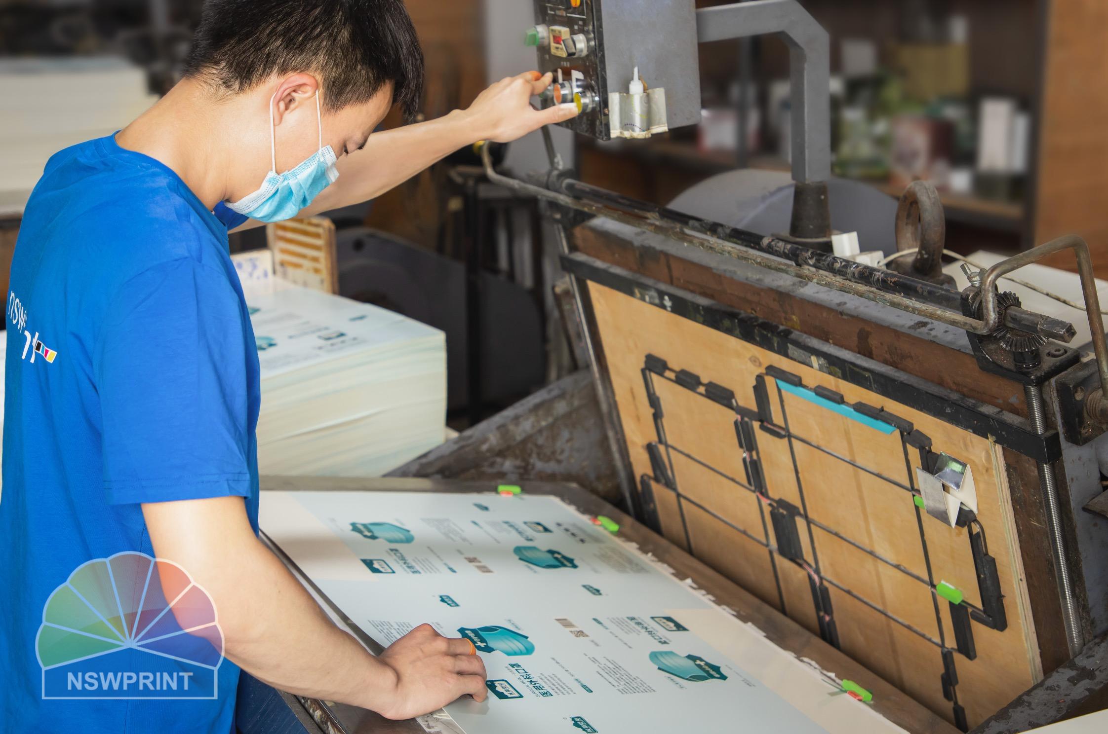Die-cutting machine shaping paperboard for custom boxes