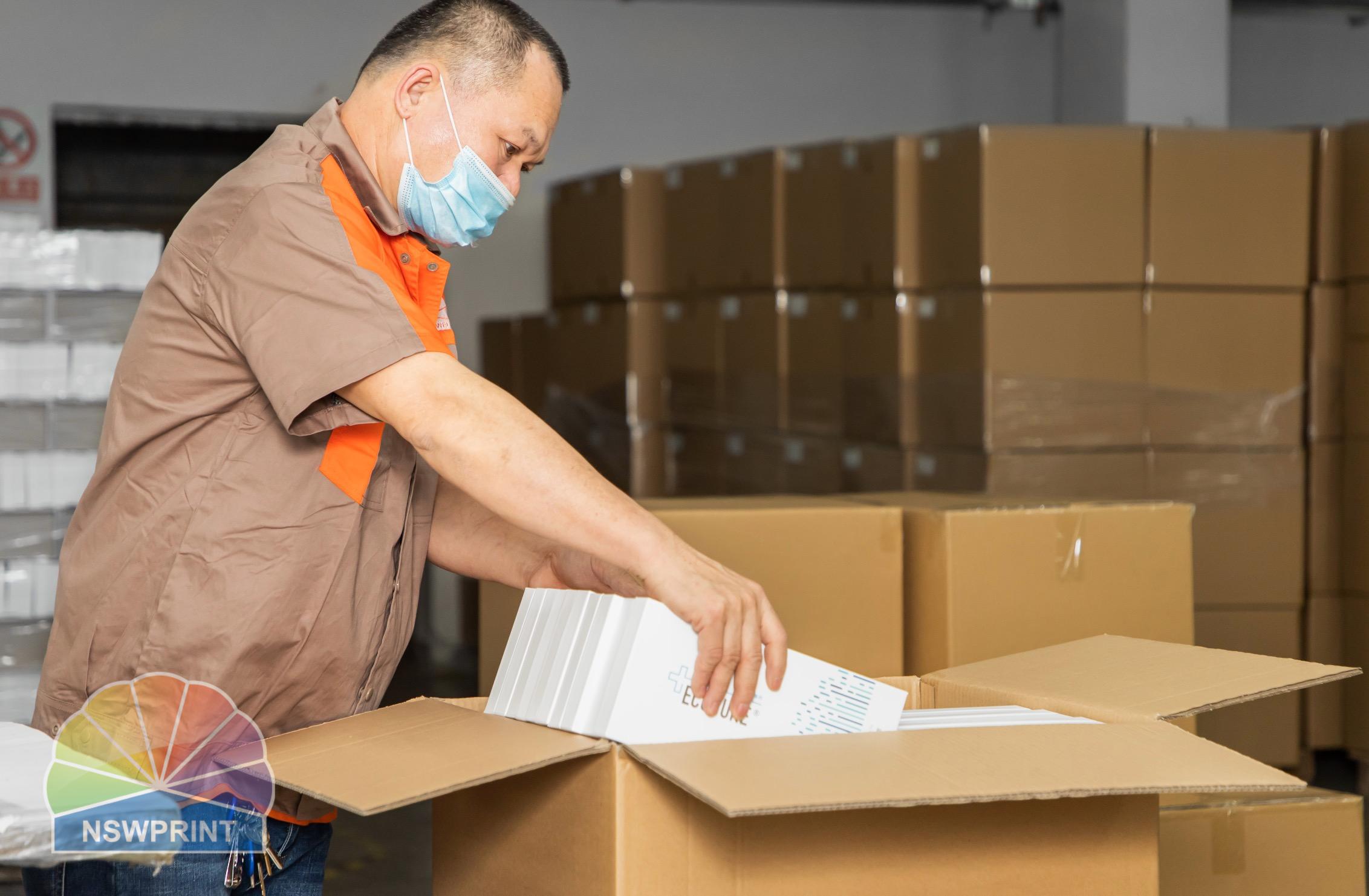 Export cartons packed and prepared for international shipment